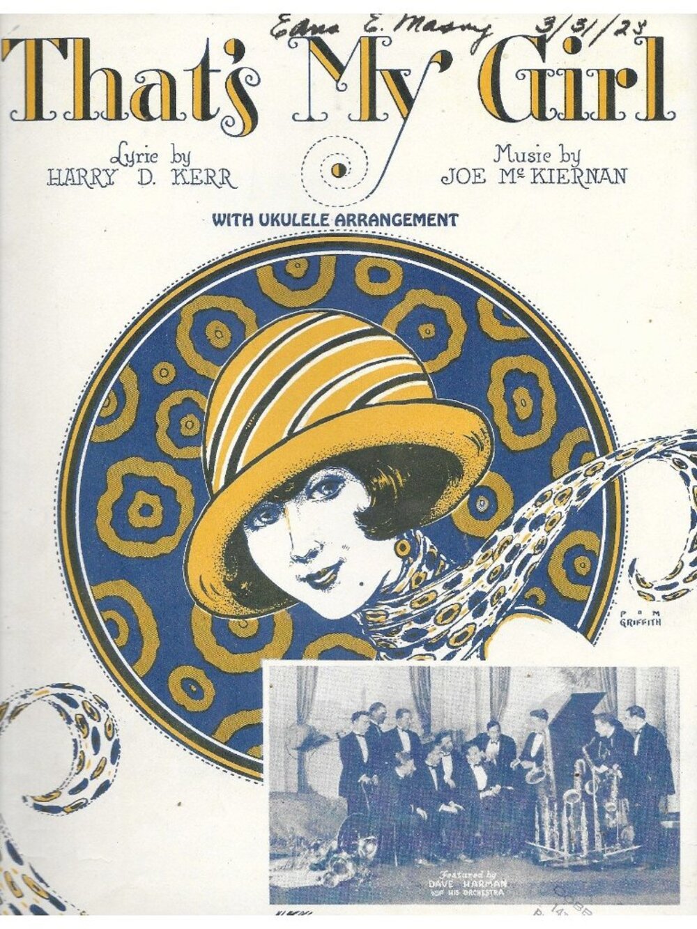 That’s My Girl 1924 Sheet Music Art Deco Cover Ukulele Sherman Clay
